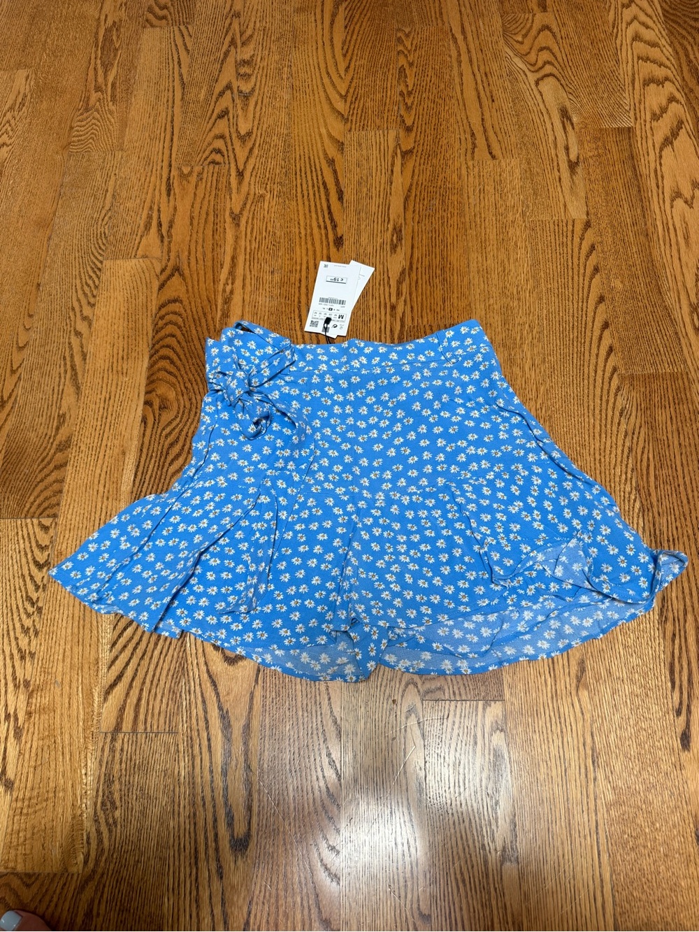 Zara Blue Floral Tie-Waist Skort